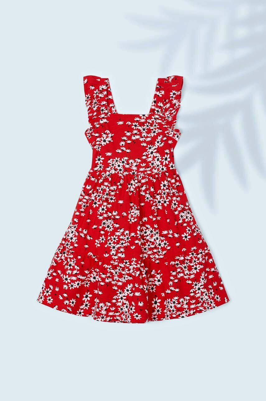 Хлопковое детское платье Mayoral цвет красный mini расклешённое