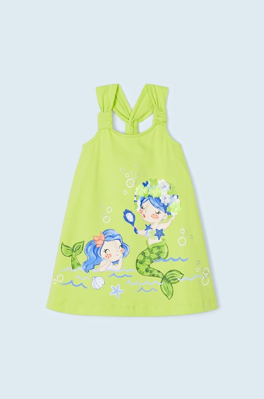 Дитяча сукня Mayoral колір зелений mini розкльошена Дитяча сукня Mayoral колір зелений mini розкльошена