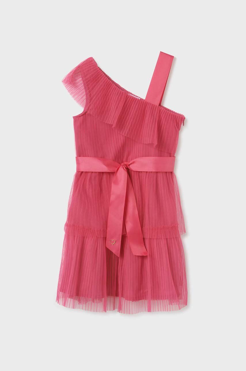 Mayoral rochie fete culoarea roz, mini, evazati