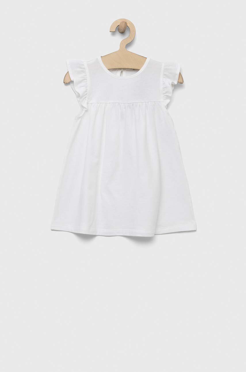 Dětské bavlněné šaty United Colors of Benetton bílá barva, mini - bílá -  100 % Bavlna