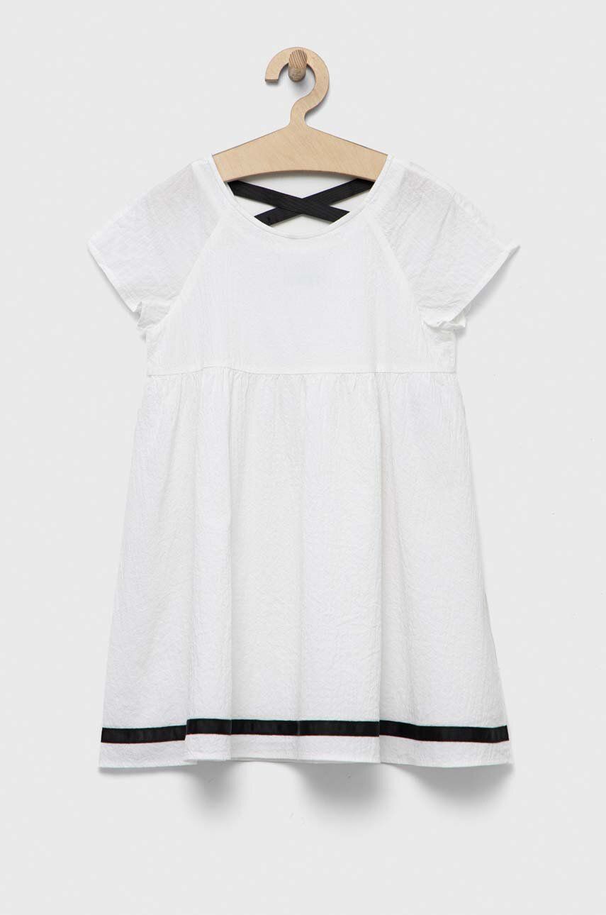 Levně Dívčí šaty United Colors of Benetton bílá barva, mini