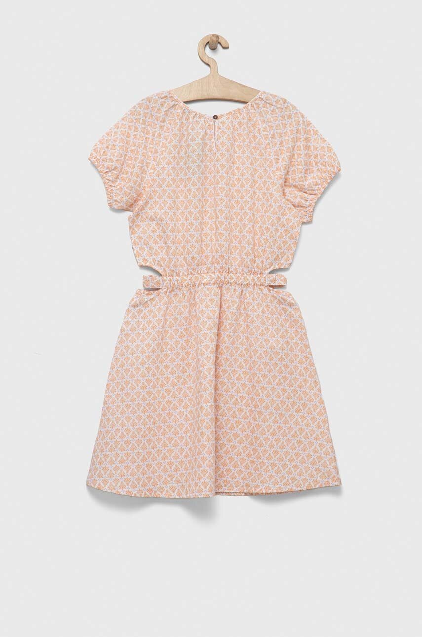 Детское льняное платье United Colors of Benetton цвет оранжевый mini расклешённое