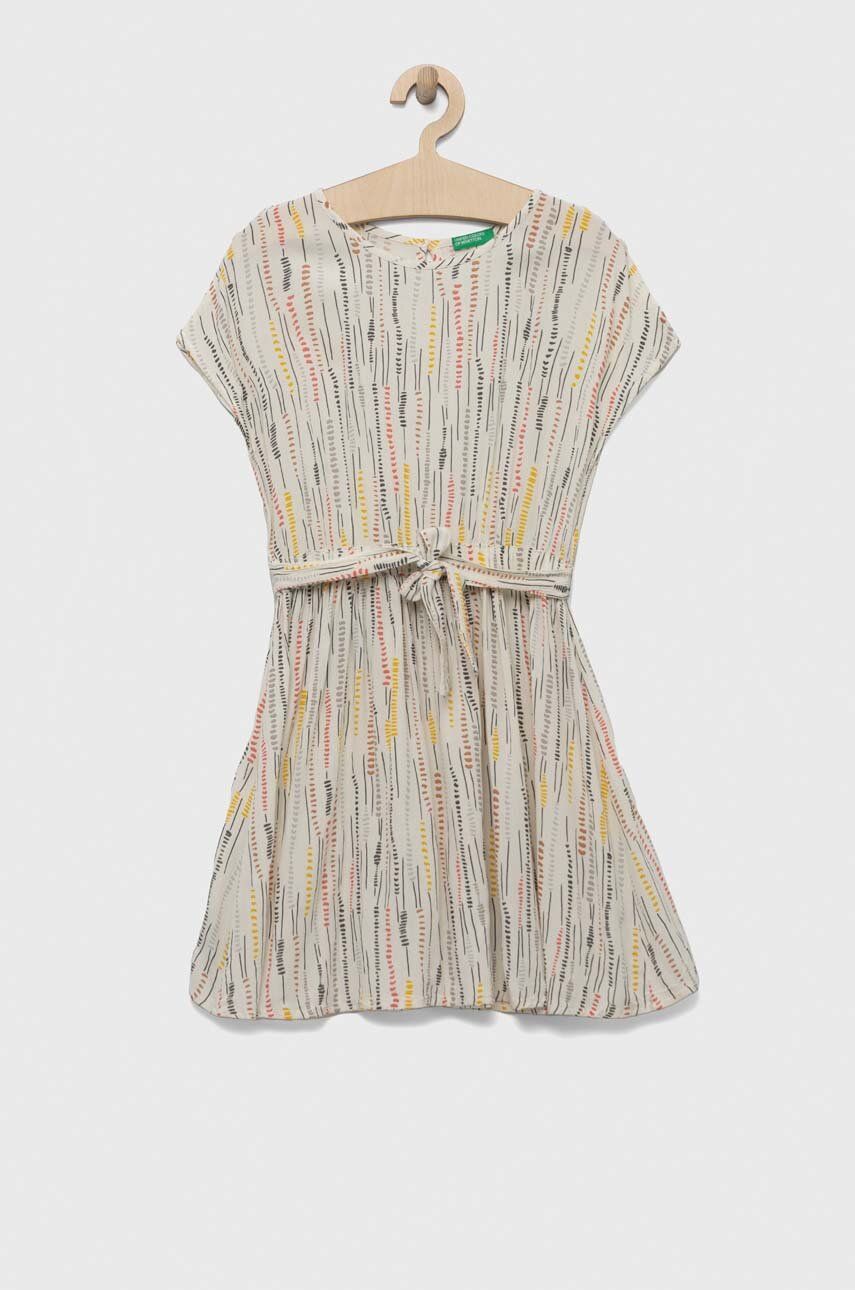 E-shop Dívčí šaty United Colors of Benetton béžová barva, mini