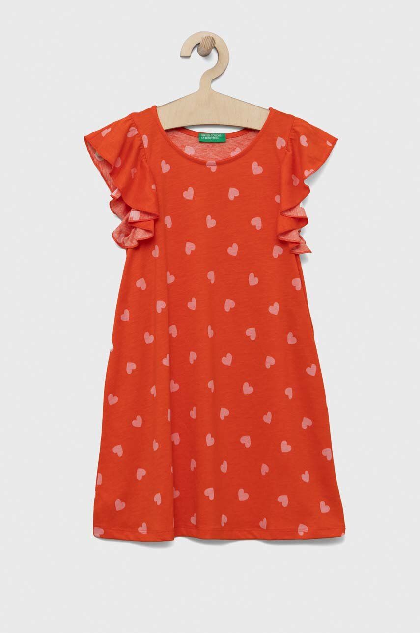 E-shop Dívčí šaty United Colors of Benetton červená barva, mini