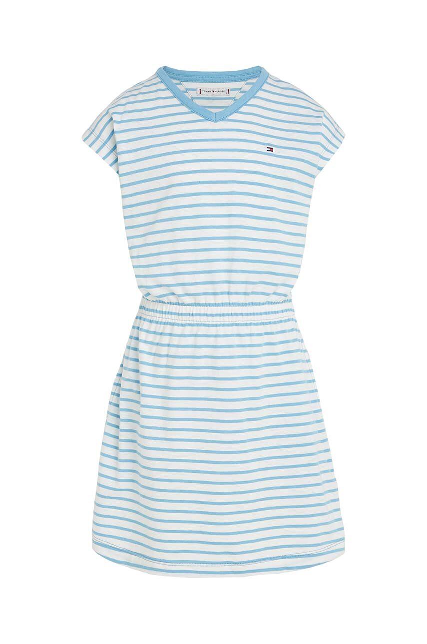 Dětské bavlněné šaty Tommy Hilfiger mini - modrá -  100 % Bavlna