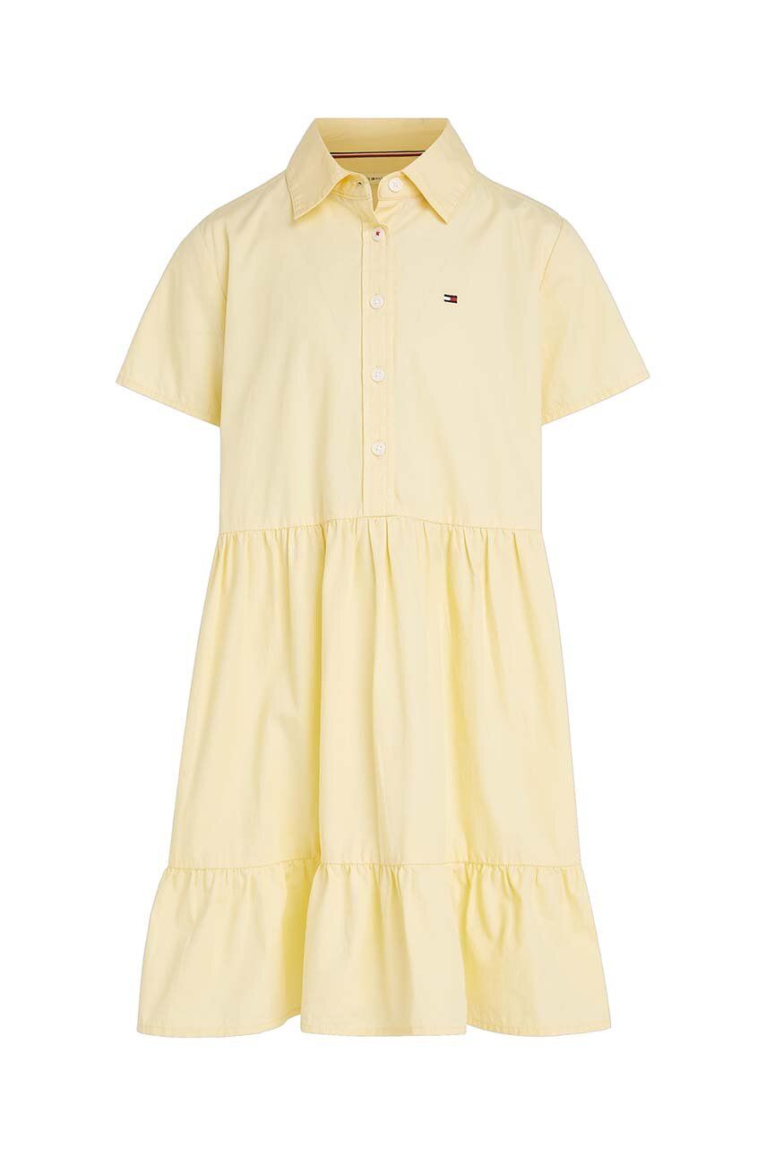 Dětské bavlněné šaty Tommy Hilfiger žlutá barva, mini - žlutá -  100 % Bavlna