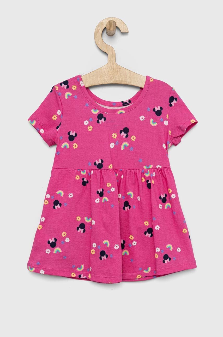 Хлопковое детское платье GAP x Disney цвет розовый mini расклешённое