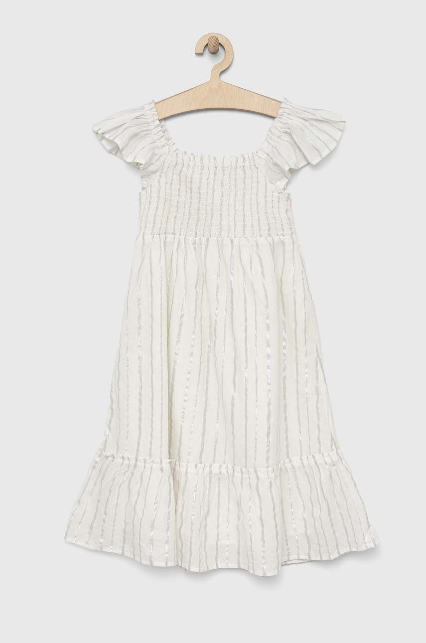 Dívčí šaty GAP bílá barva, midi - bílá -  Hlavní materiál: 98 % Bavlna