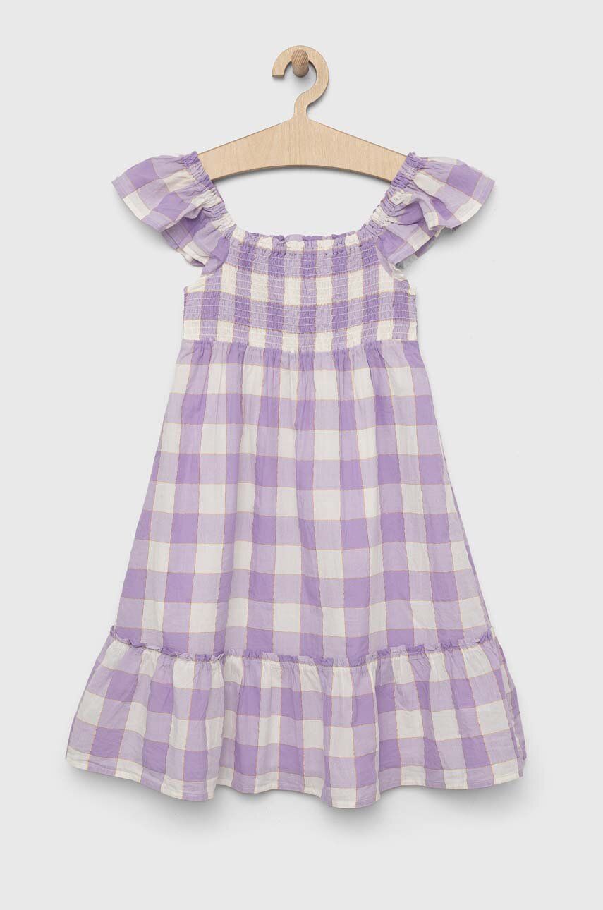 Dívčí šaty GAP fialová barva, midi - fialová -  Hlavní materiál: 98 % Bavlna