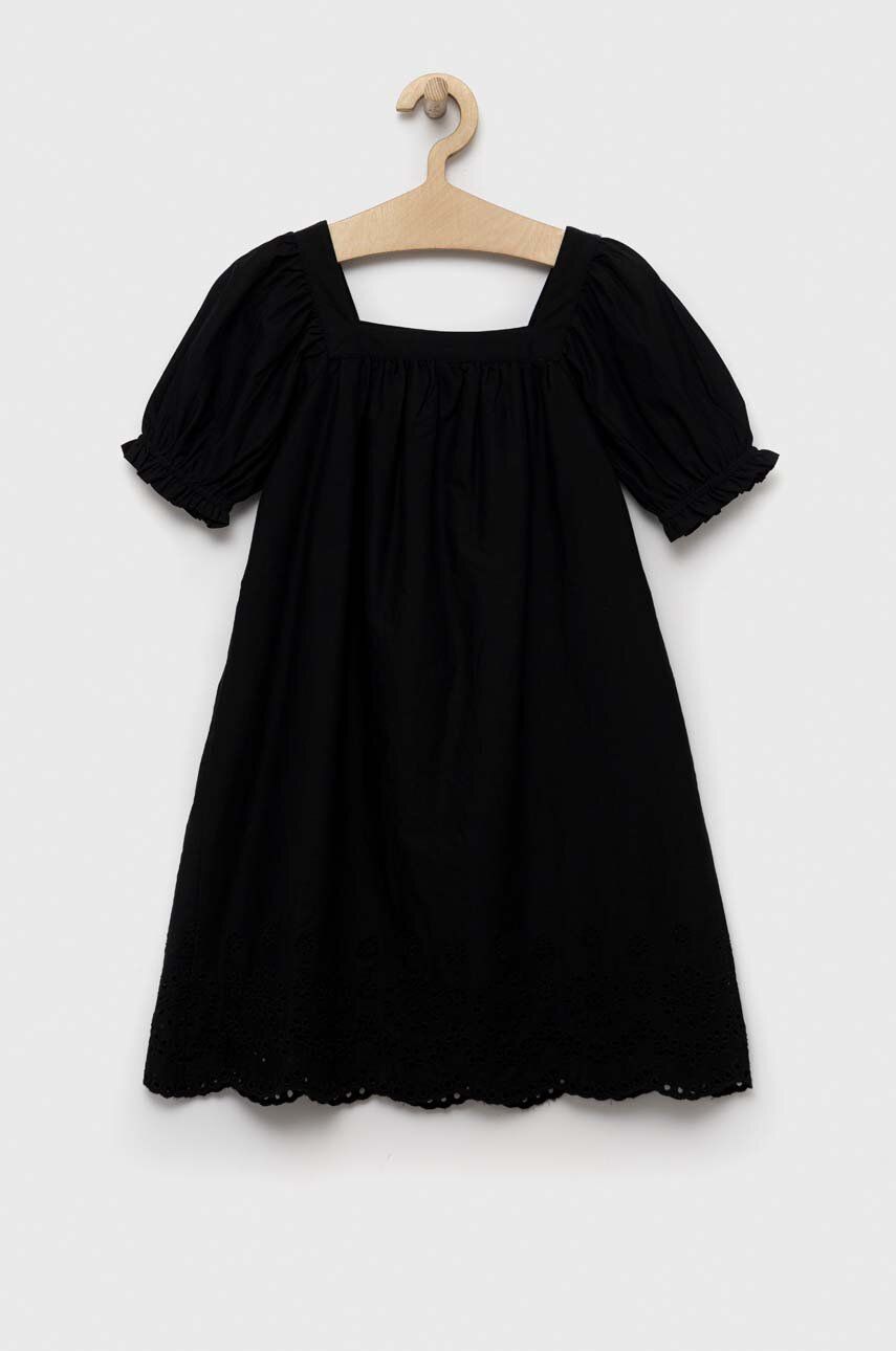 E-shop Dětské bavlněné šaty GAP černá barva, mini