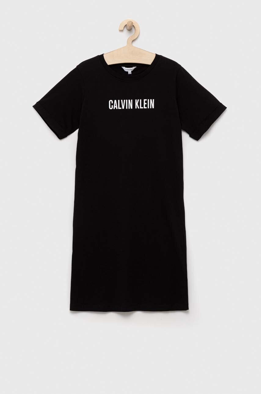 

Памучна плажна рокля Calvin Klein Jeans в черно, Черен