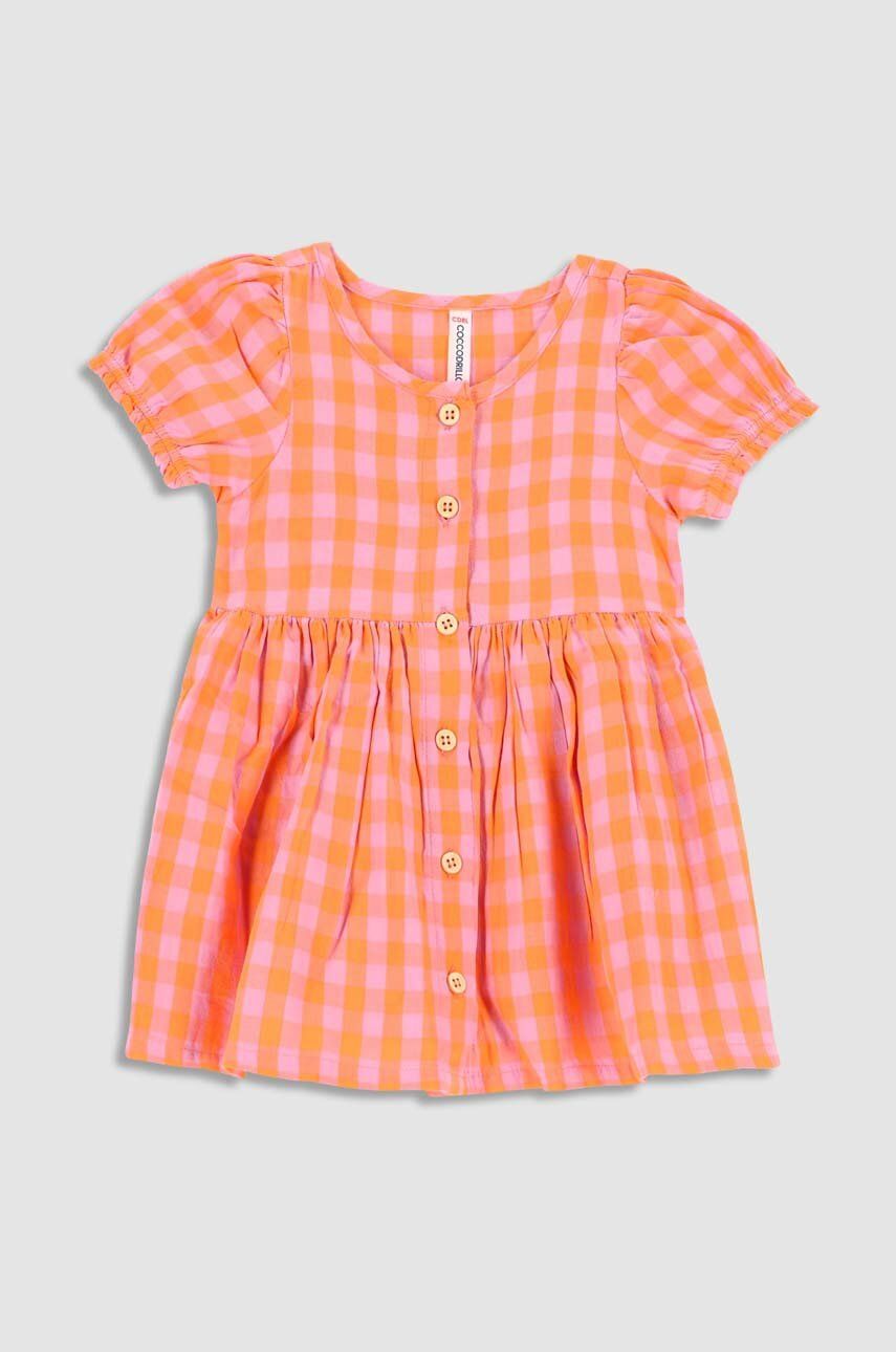 Levně Dětské bavlněné šaty Coccodrillo fialová barva, mini