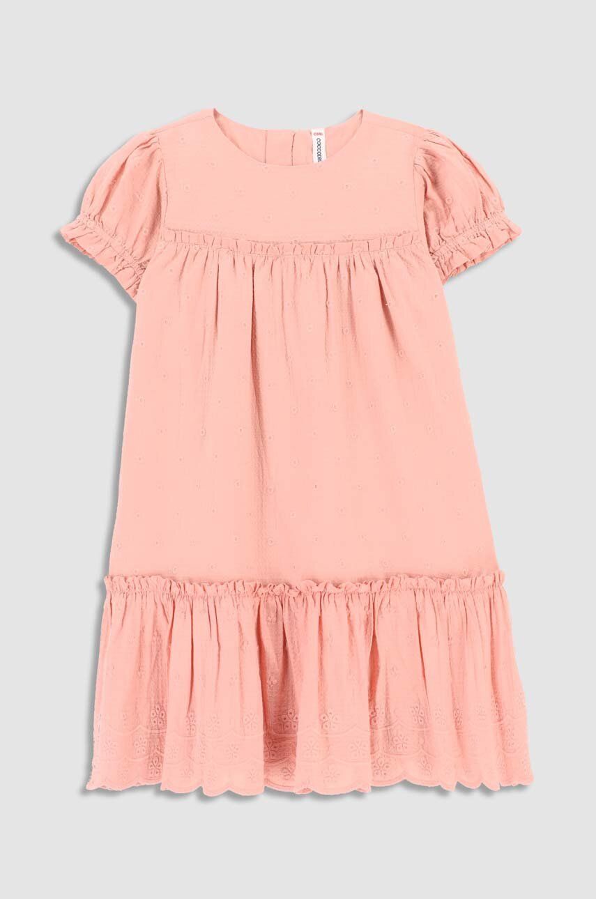 Coccodrillo rochie din bumbac pentru copii culoarea roz, mini, oversize