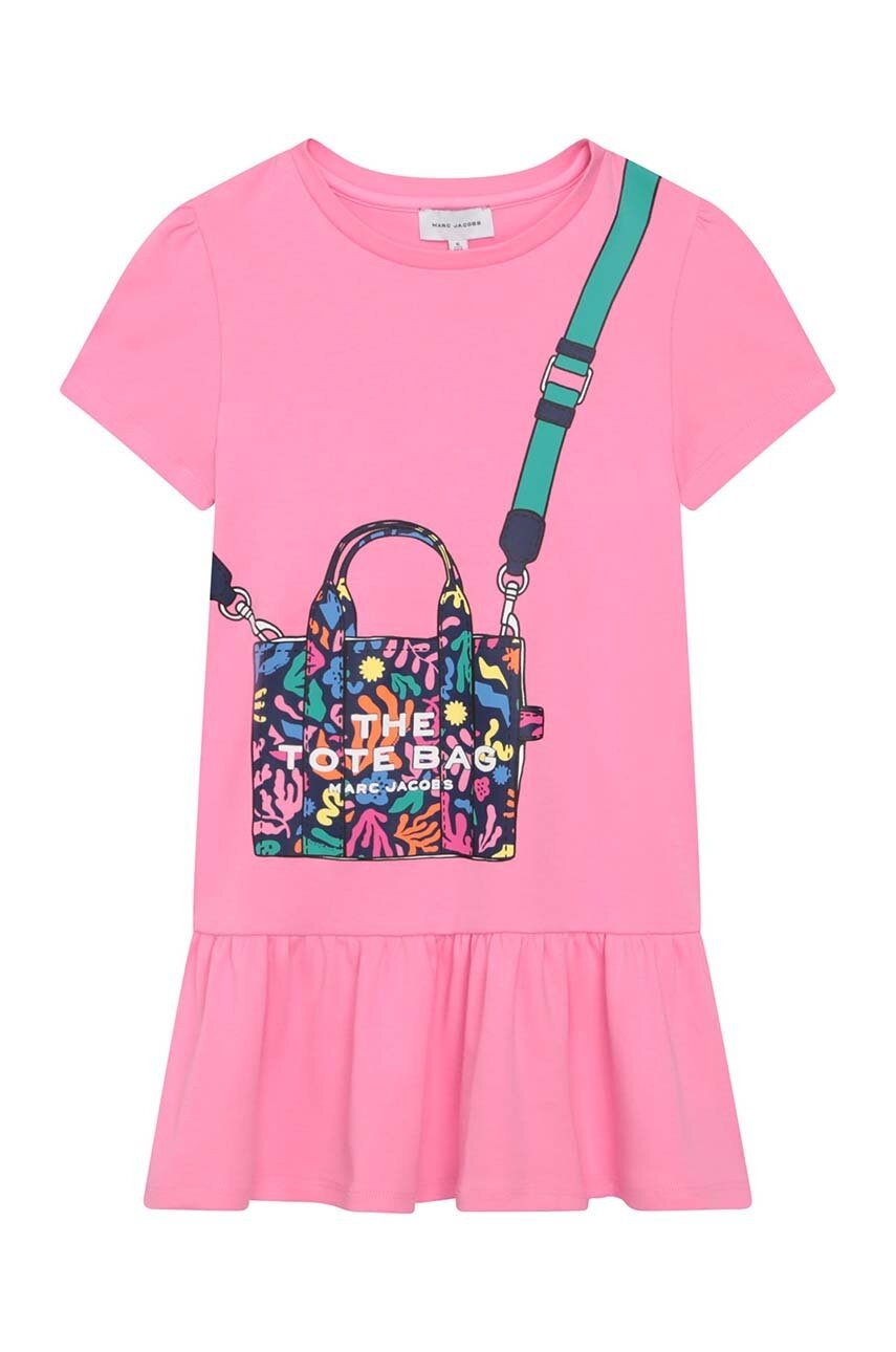 

Хлопковое детское платье Marc Jacobs цвет оранжевый mini прямая