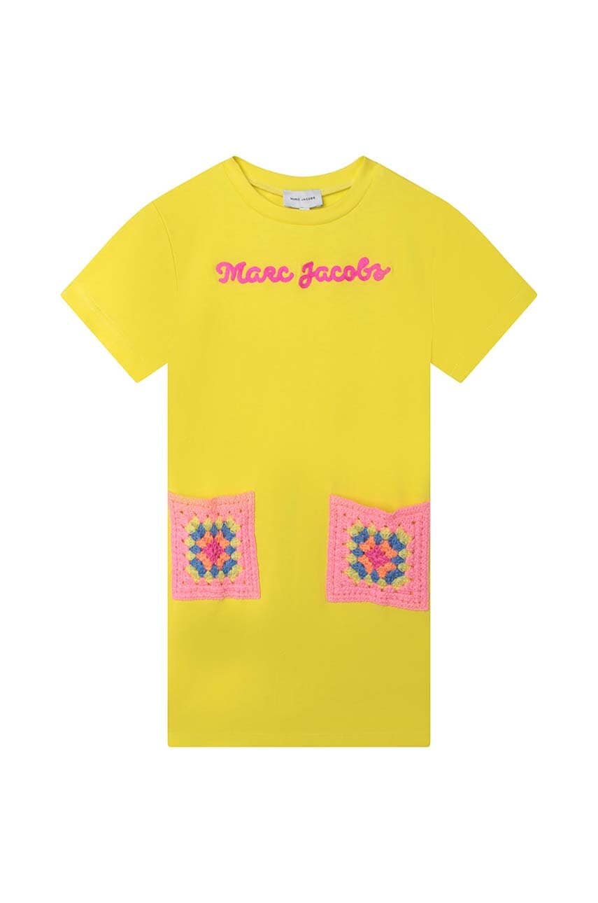 Marc Jacobs rochie din bumbac pentru copii culoarea galben, mini, oversize