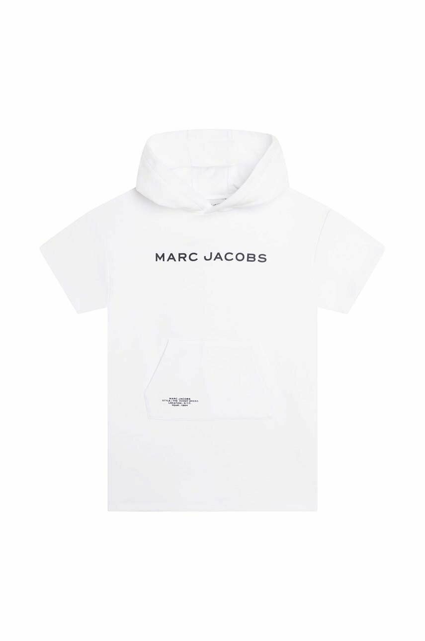 Dětské bavlněné šaty Marc Jacobs bílá barva, mini