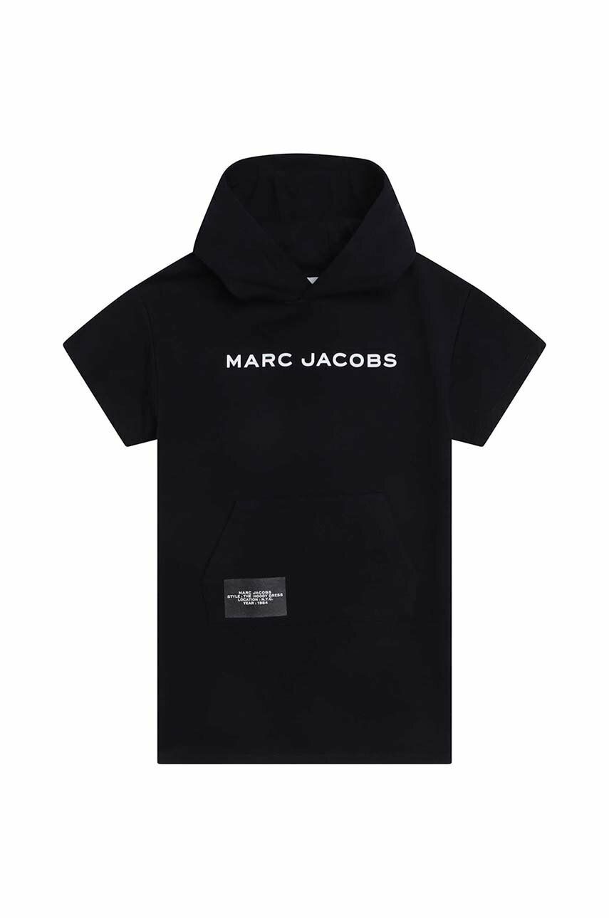 Dětské bavlněné šaty Marc Jacobs tmavomodrá barva, mini