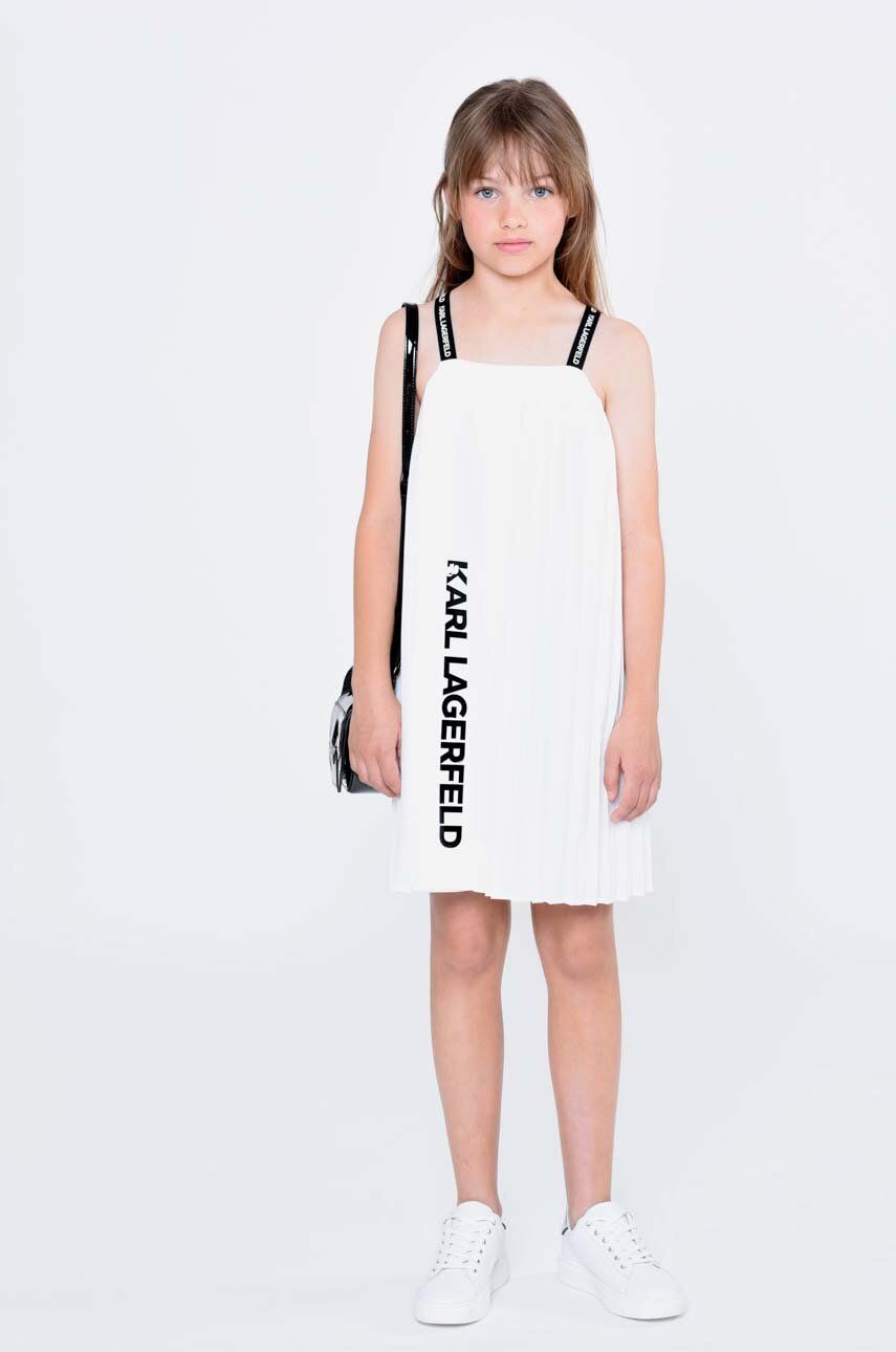 Levně Dívčí šaty Karl Lagerfeld bílá barva, mini, oversize
