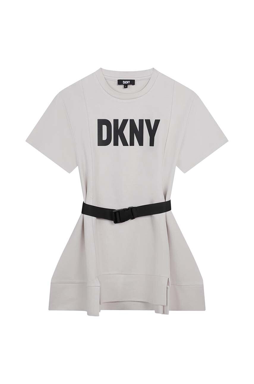 DKNY rochie fete culoarea alb, mini, oversize