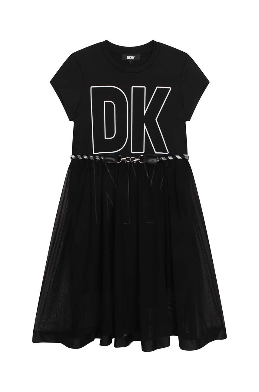 E-shop Dívčí šaty Dkny černá barva, midi
