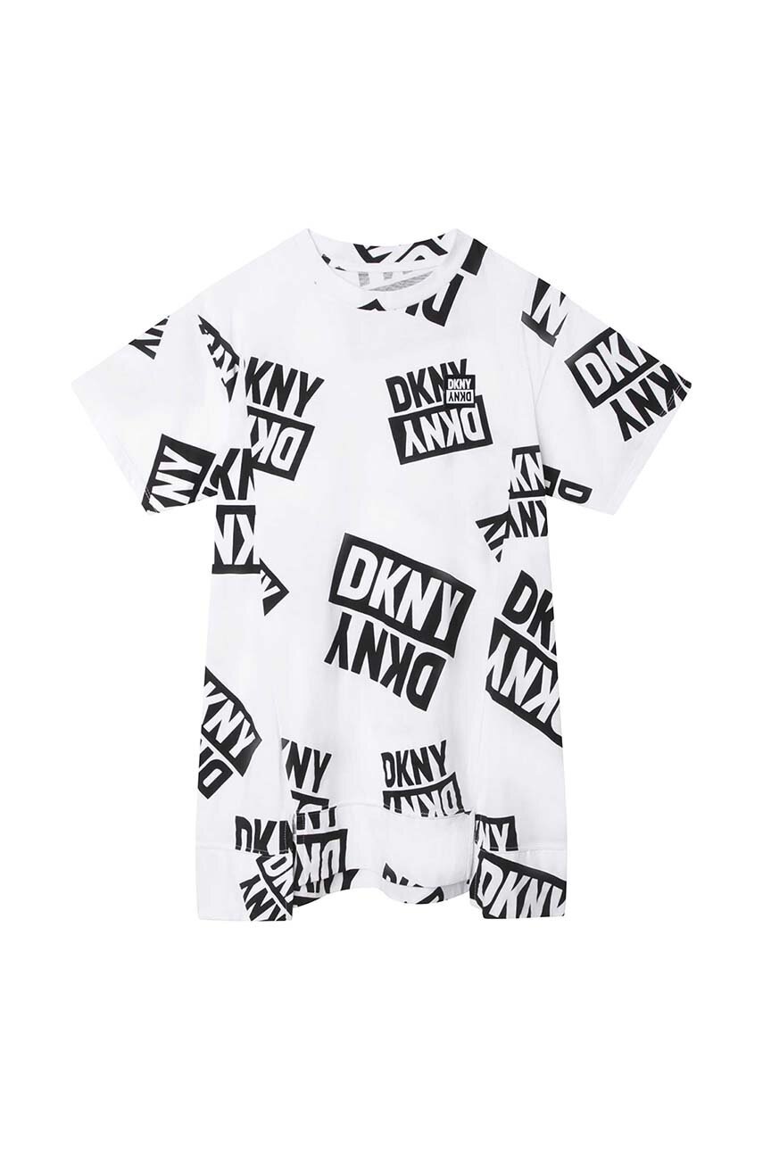 

Дитяча бавовняна сукня Dkny колір білий mini oversize