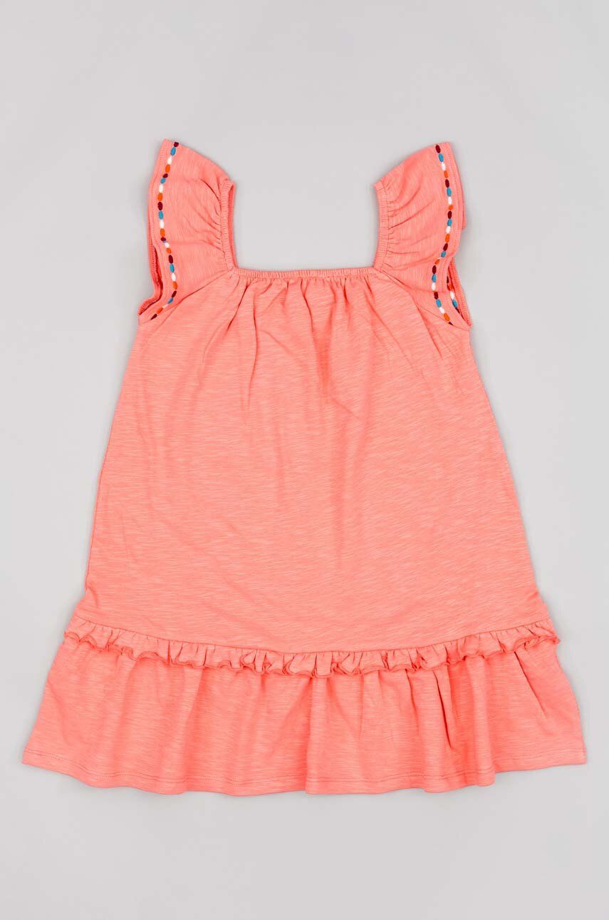Dívčí šaty zippy oranžová barva, mini - oranžová -  95 % Bavlna