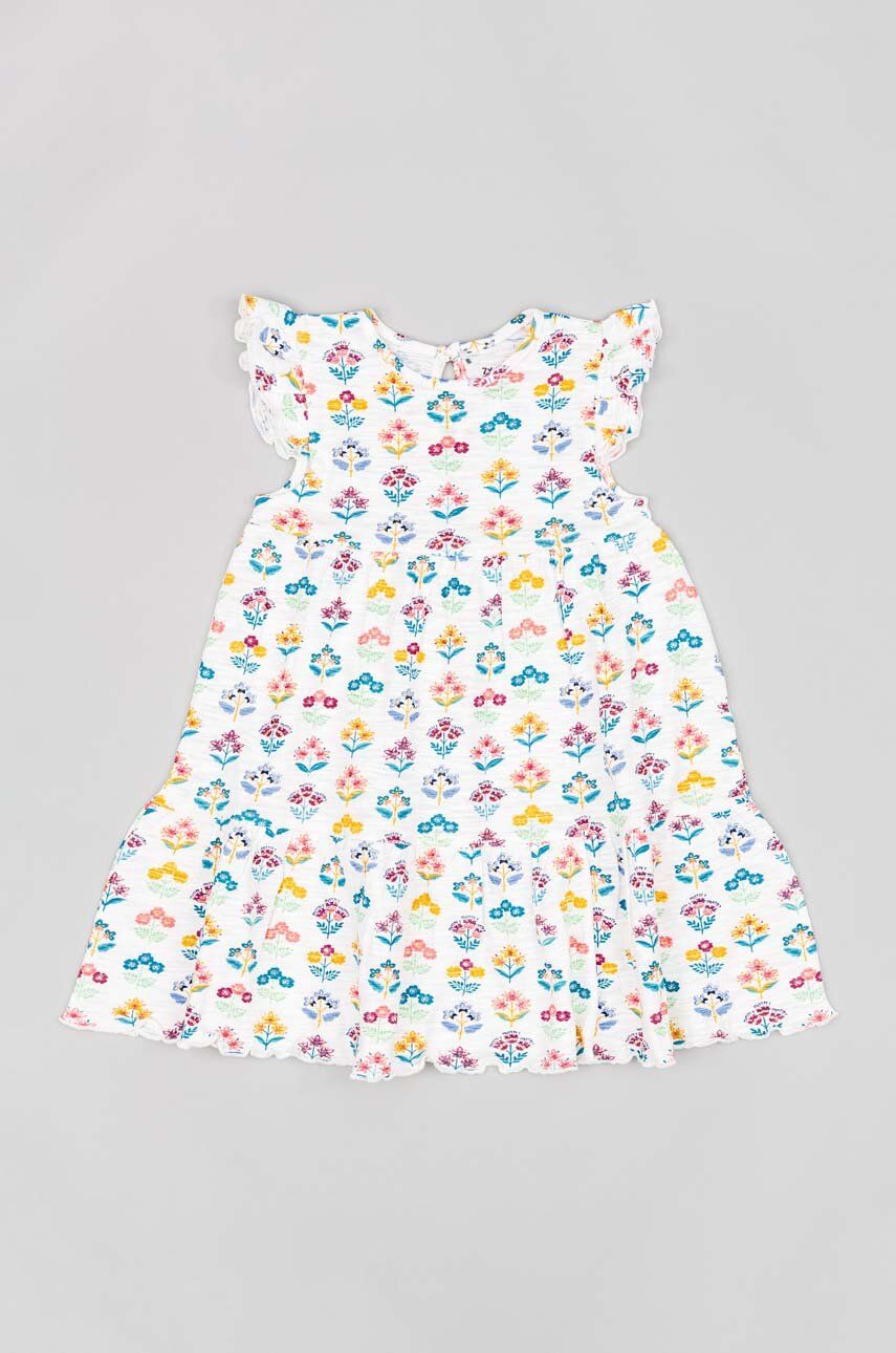 Levně Dětské bavlněné šaty zippy béžová barva, mini