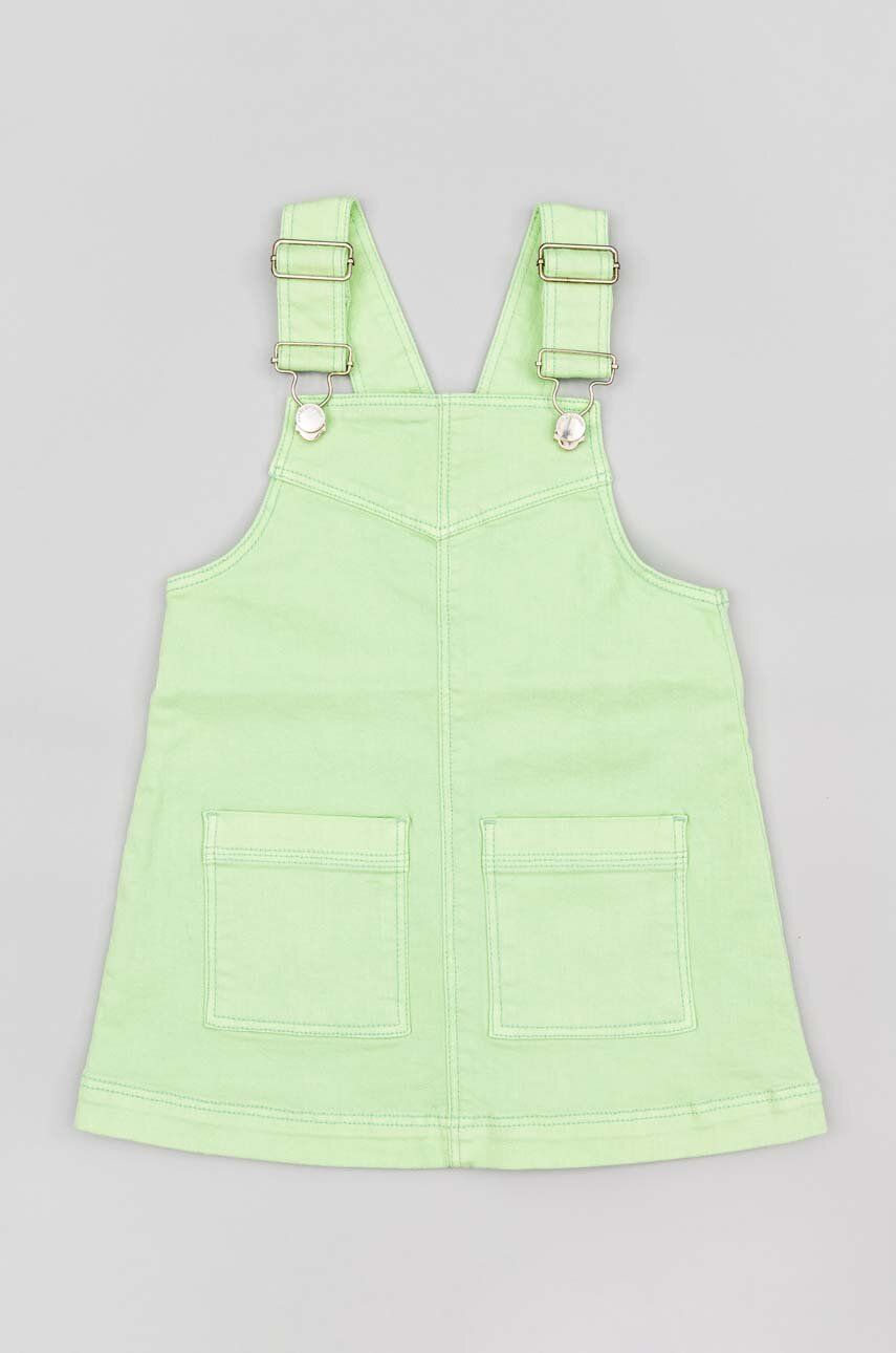 Levně Dívčí šaty zippy zelená barva, mini