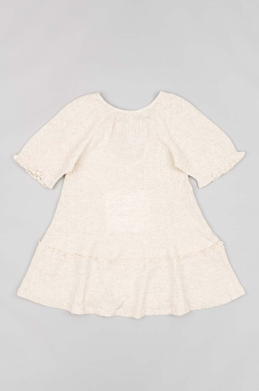 E-shop Dětské bavlněné šaty zippy béžová barva, midi