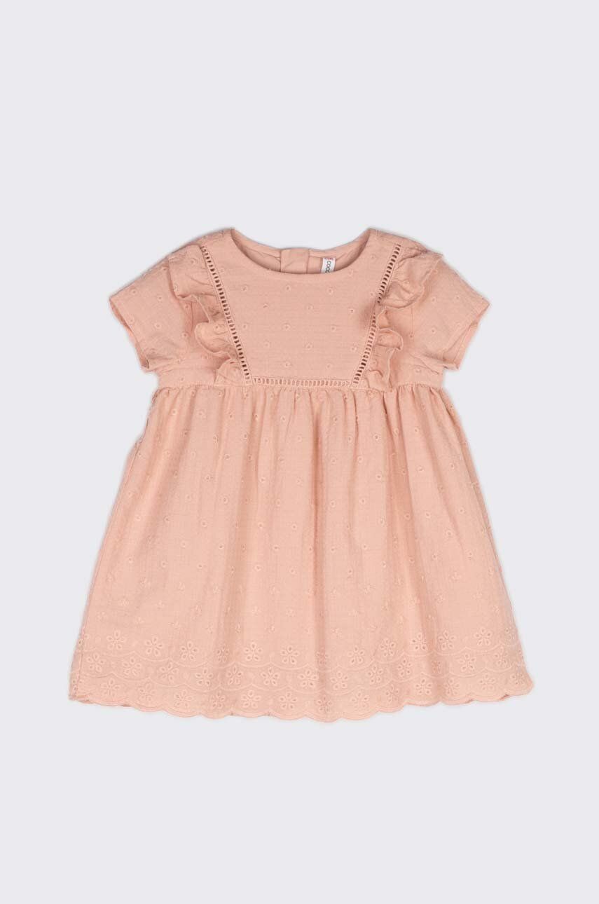 Coccodrillo rochie din bumbac pentru bebeluși culoarea roz, mini, evazati