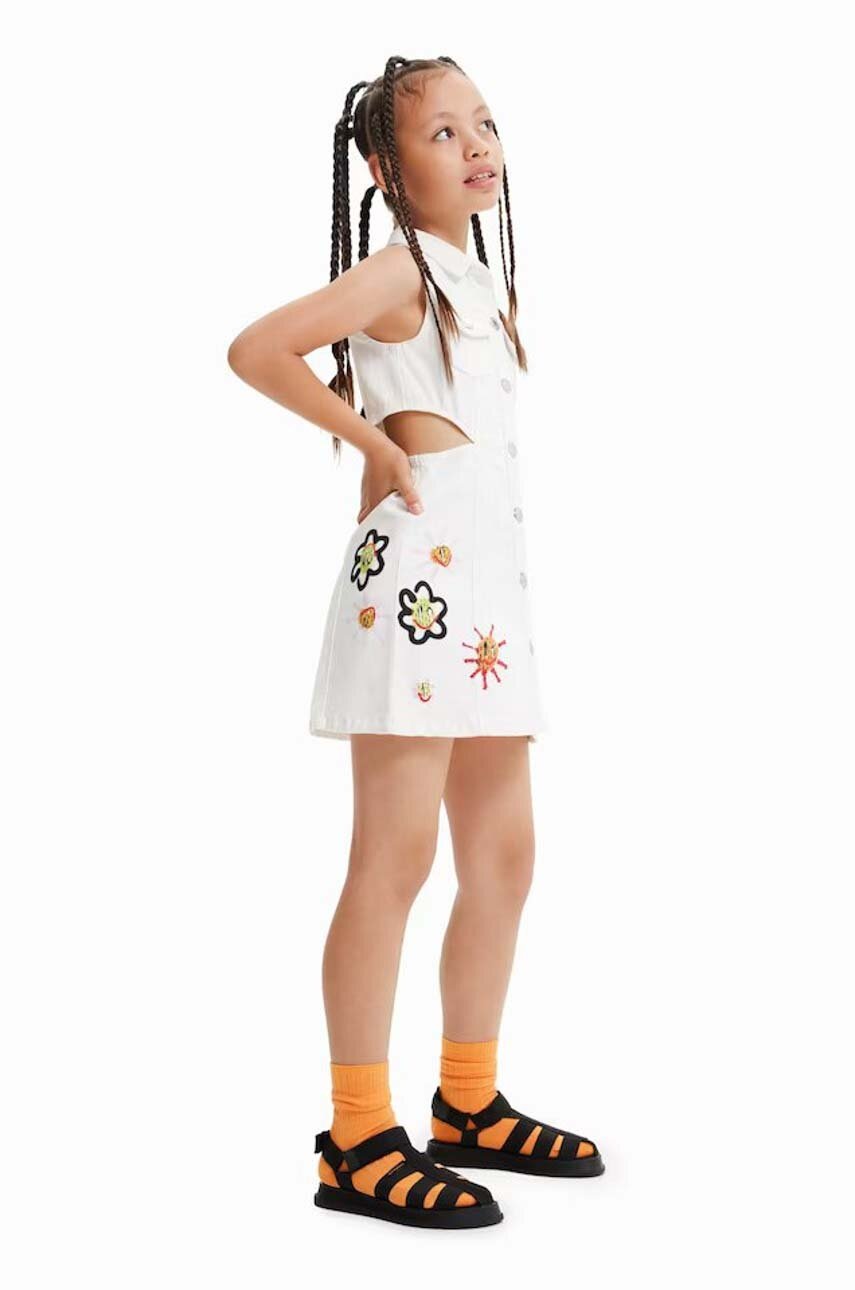 

Дитяча джинсова сукня Desigual колір білий mini пряма