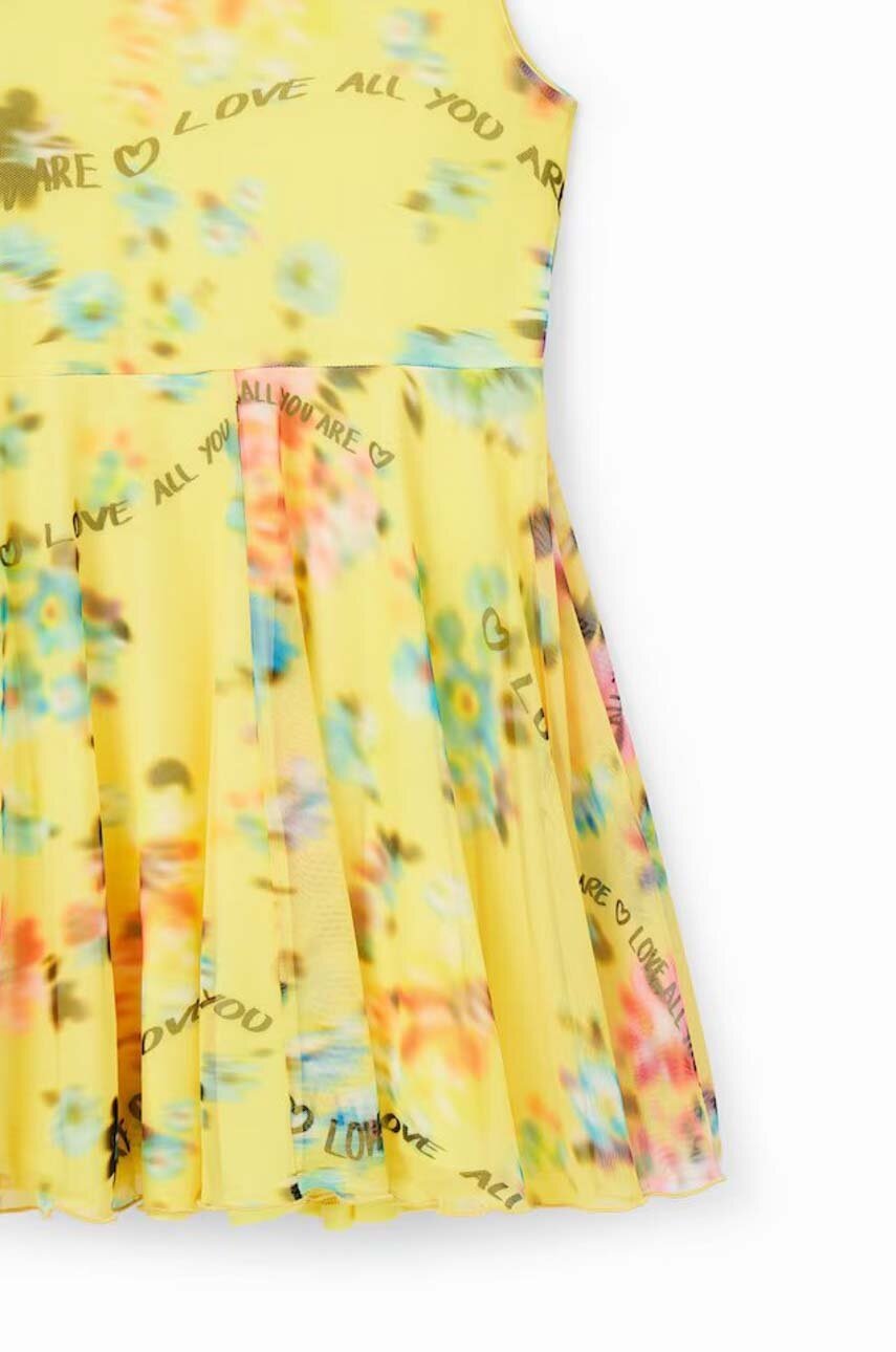 Дитяча бавовняна сукня Desigual колір жовтий mini розкльошена