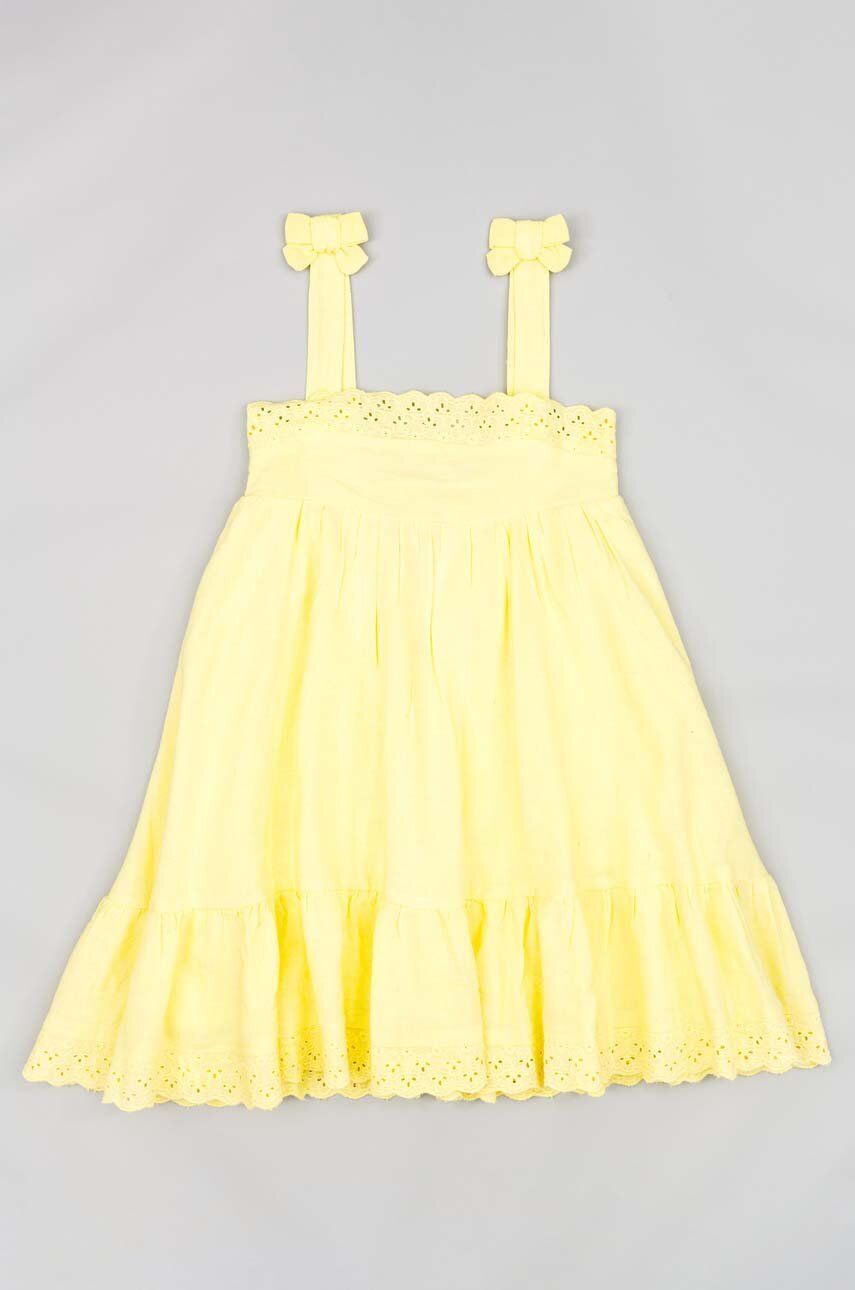 Levně Dívčí šaty zippy žlutá barva, midi, oversize