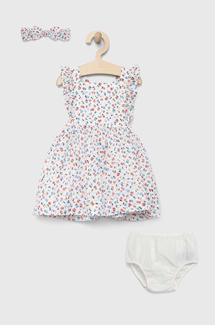 GAP rochie din bumbac pentru bebeluși culoarea alb, mini, evazati