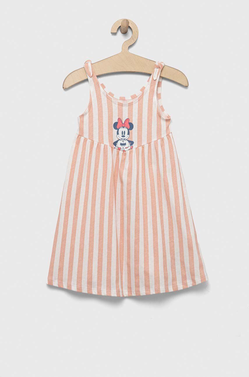 E-shop Dětské bavlněné šaty GAP x Disney růžová barva, mini