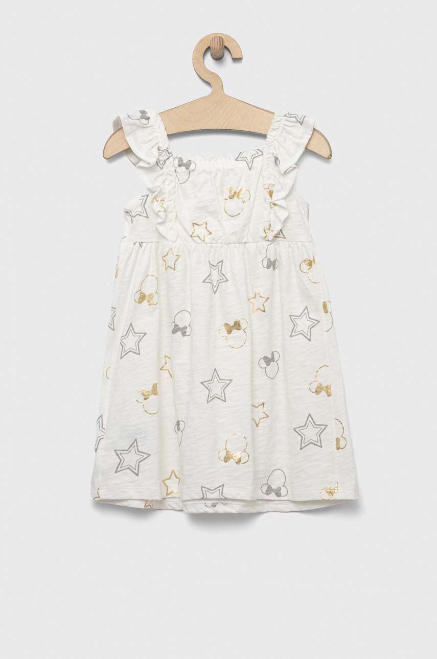 GAP rochie din bumbac pentru copii x Disney culoarea alb, mini, evazati