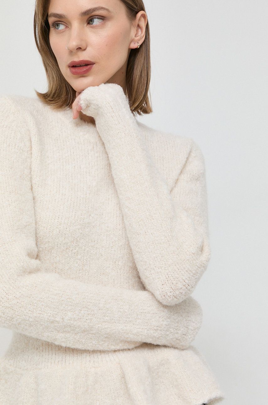 Morgan pulover din amestec de lana femei, culoarea bej amestec