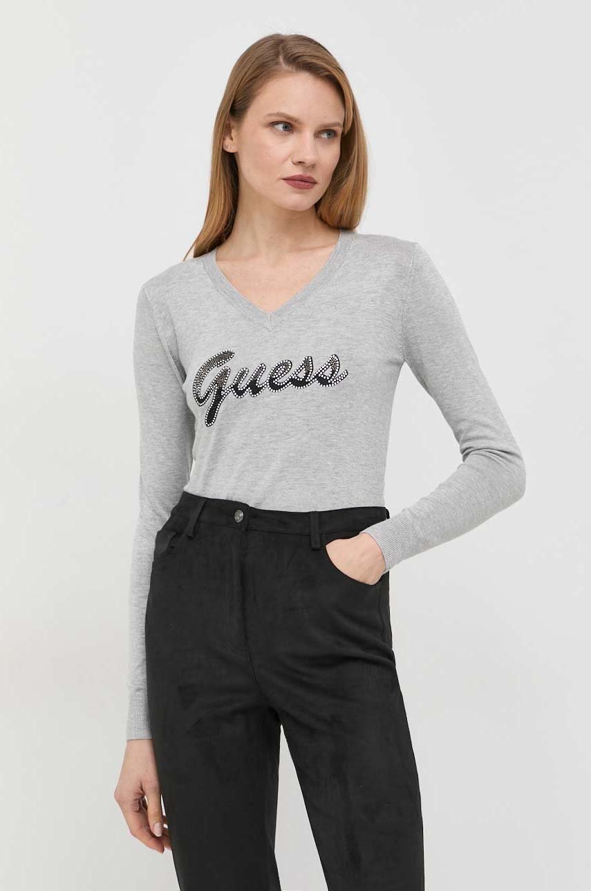 

Светр Guess жіночий колір сірий легкий