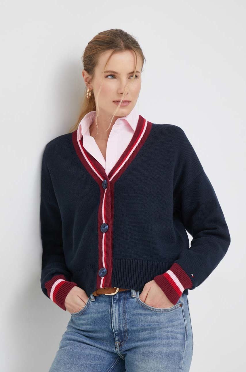 

Хлопковый кардиган Tommy Hilfiger женский цвет синий лёгкий