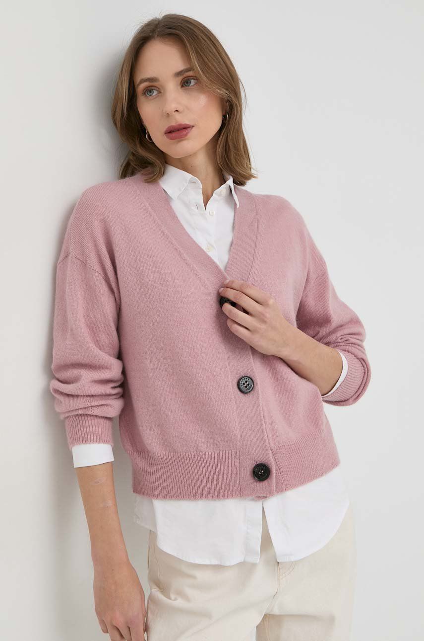 Weekend Max Mara cardigan din amestec de lana femei, culoarea roz, light