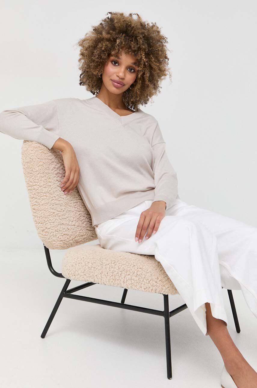 

Шовковий светр Weekend Max Mara жіночий колір бежевий легкий