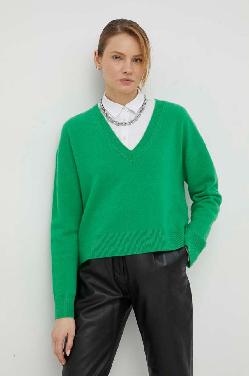 Samsoe Samsoe sweter wełniany damski kolor zielony lekki
