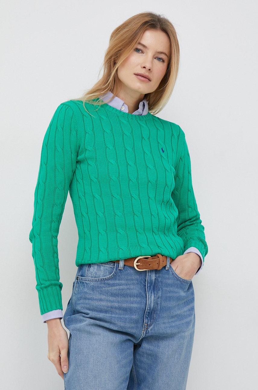 

Хлопковый свитер Polo Ralph Lauren женский цвет зелёный