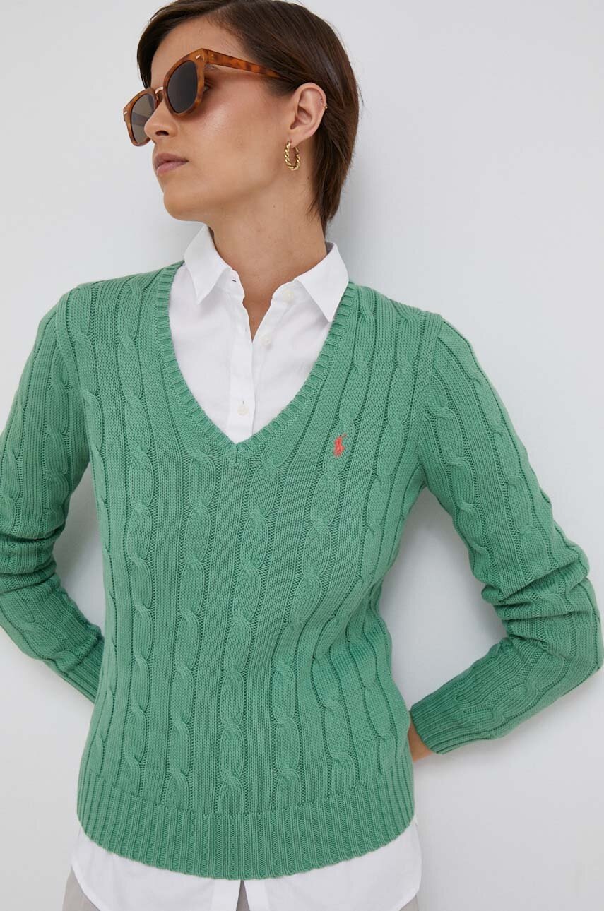 

Бавовняний светр Polo Ralph Lauren колір зелений легкий