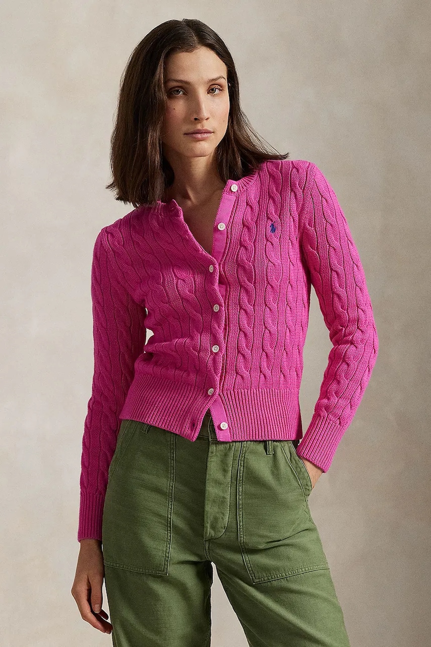 Polo Ralph Lauren kardigan bawełniany kolor różowy 211891643