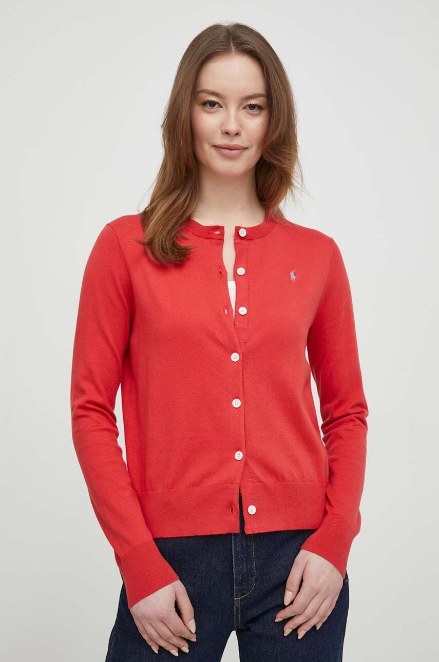 Levně Kardigan Polo Ralph Lauren dámský, červená barva, lehký, 211891672