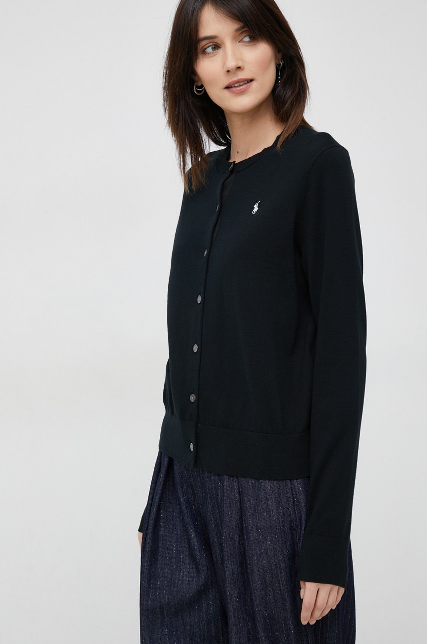 Levně Kardigan Polo Ralph Lauren dámský, černá barva, lehký, 211891672
