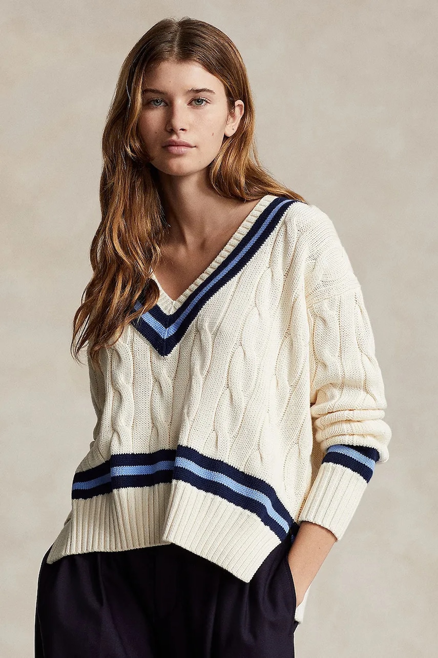 Polo Ralph Lauren sweter bawełniany damski kolor beżowy