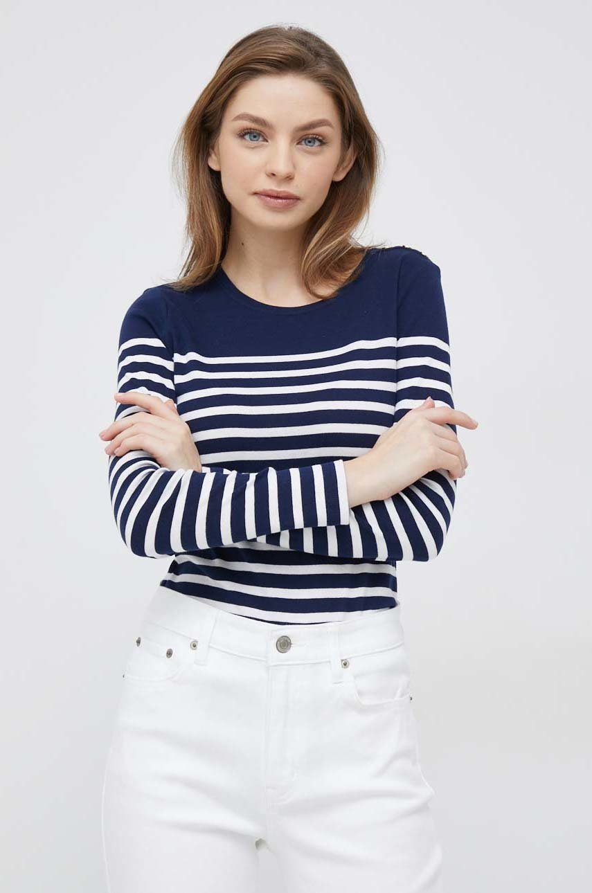 

Хлопковый лонгслив Lauren Ralph Lauren цвет синий