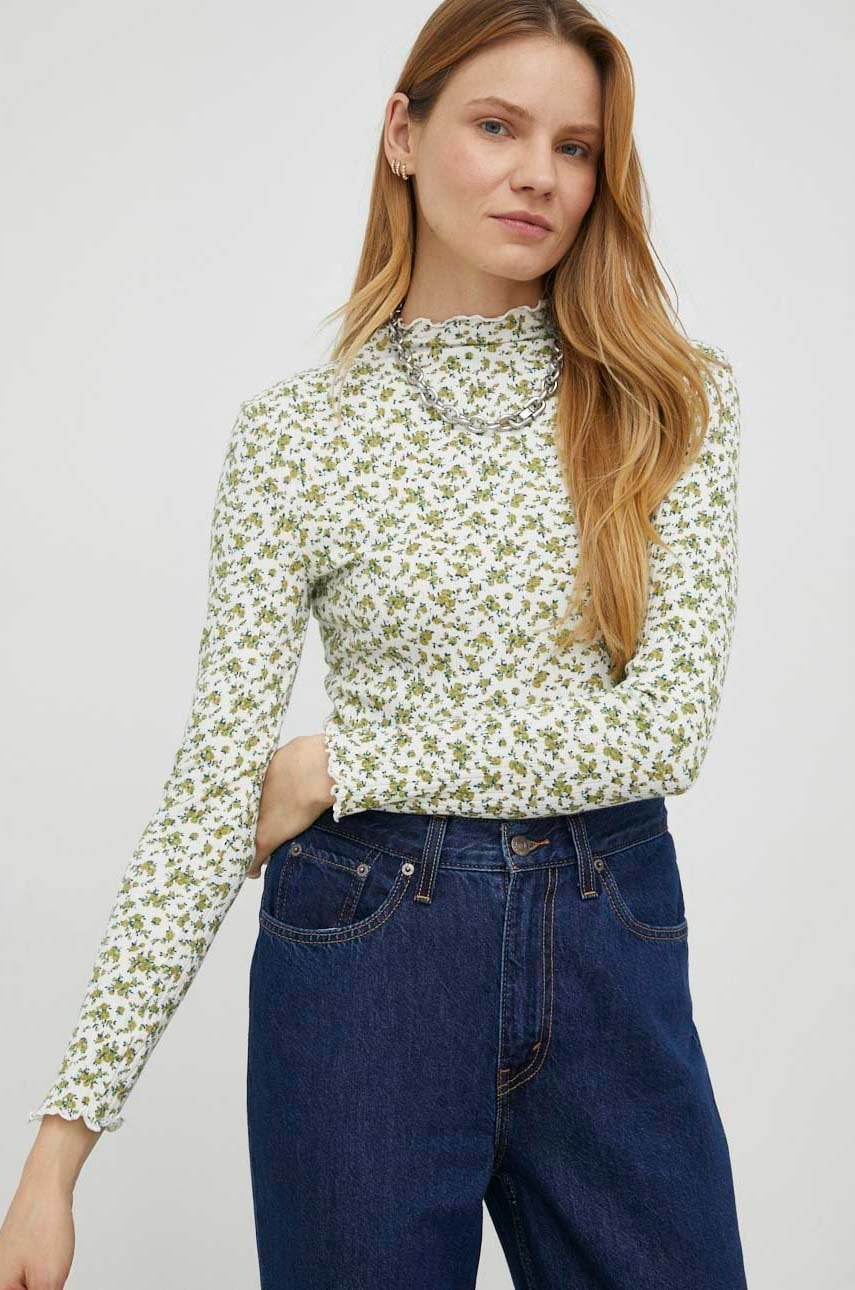 Levi's longsleeve femei, culoarea verde, cu turtleneck